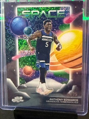 ANTHONY EDWARDS 2025 TOPPS COSMIC CHROME SPACE WALK GREEN SPACE DUST /75 I#198