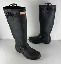 Hunter Original Black Tall Biker Boots EU 39 US 7 M 8 F