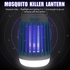  Solar Power Mosquito Insect Killer Lamp Fly Bug Zapper Trap LED Camping Lantern