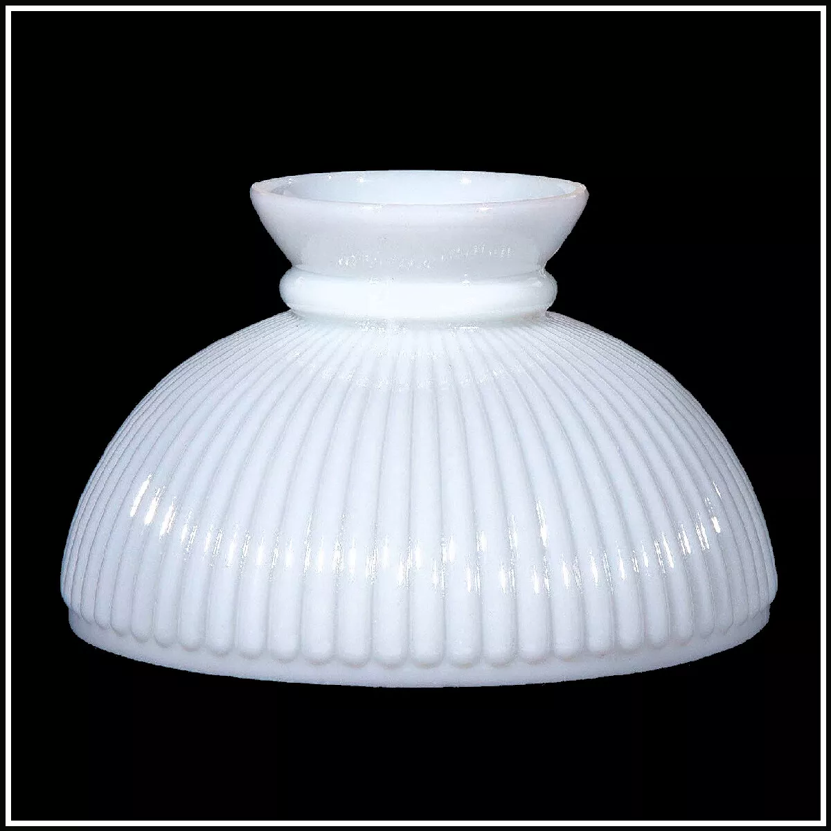 10 inch OPAL GLASS RIBBED SHADE fits ALADDIN LAMPS RAYO B H P A