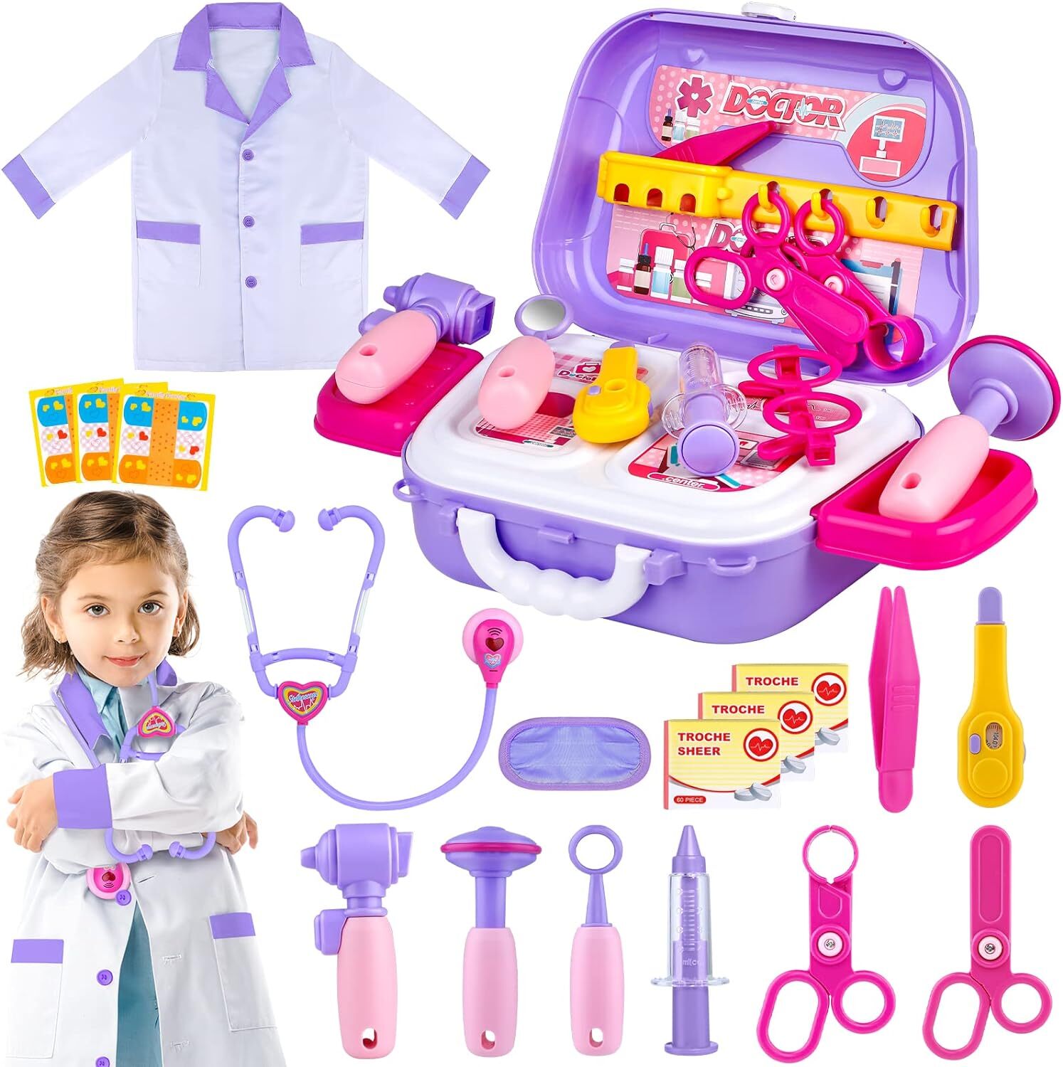 Play Doctor Kit for Toddlers - 22-PC Role Play Medical Toy Gift Set with Costume