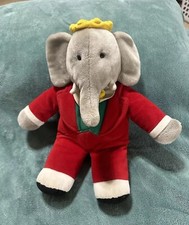 Vintage 1988 BABAR THE ELEPHANT 15" Plush, Red Suit, GUND Stuffed Animal EUC