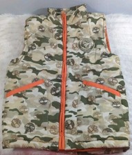 Timberland Boys Size 7 Camouflage Logo Puffer Vest With Pockets 653