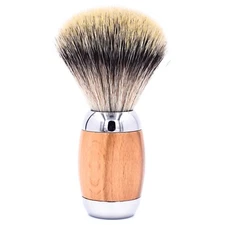 Taconic Shave Wood & Chrome Handle Handmade Deluxe Synthetic Shave Brush & Stand
