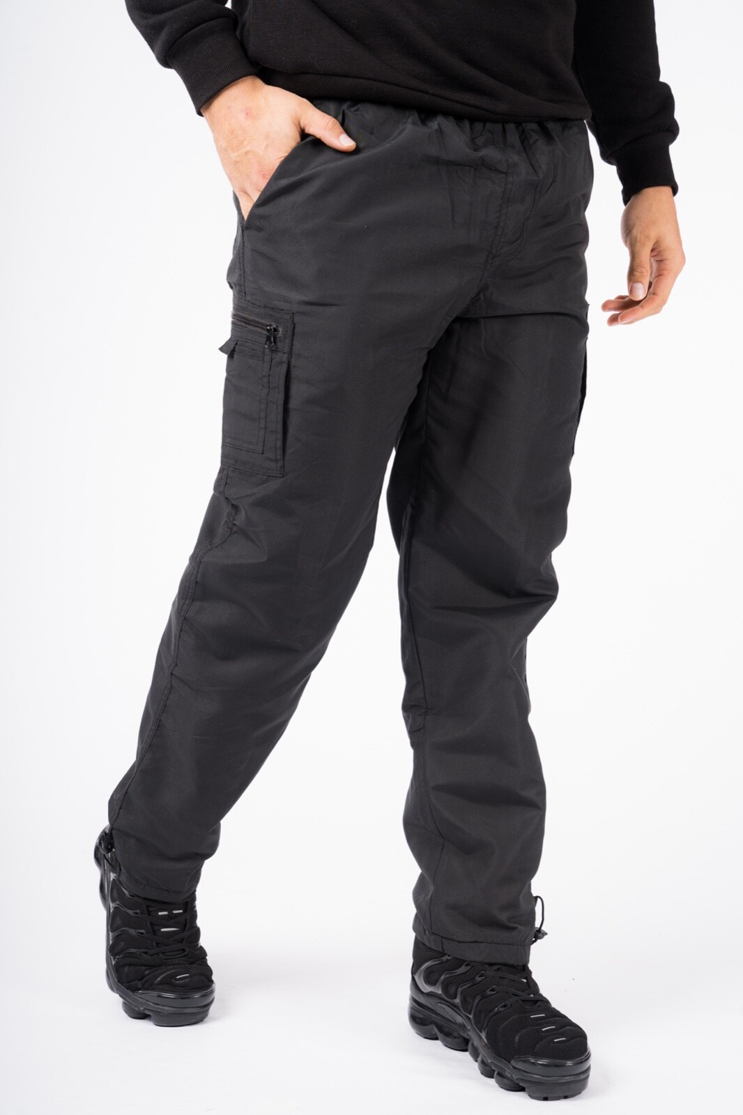Mens Fleece Lined Thermal Cargo Trousers Pants Elasticated Combat