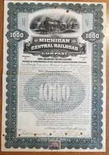 1901 Michigan Central Railroad Company Bond Stock Certificate NY