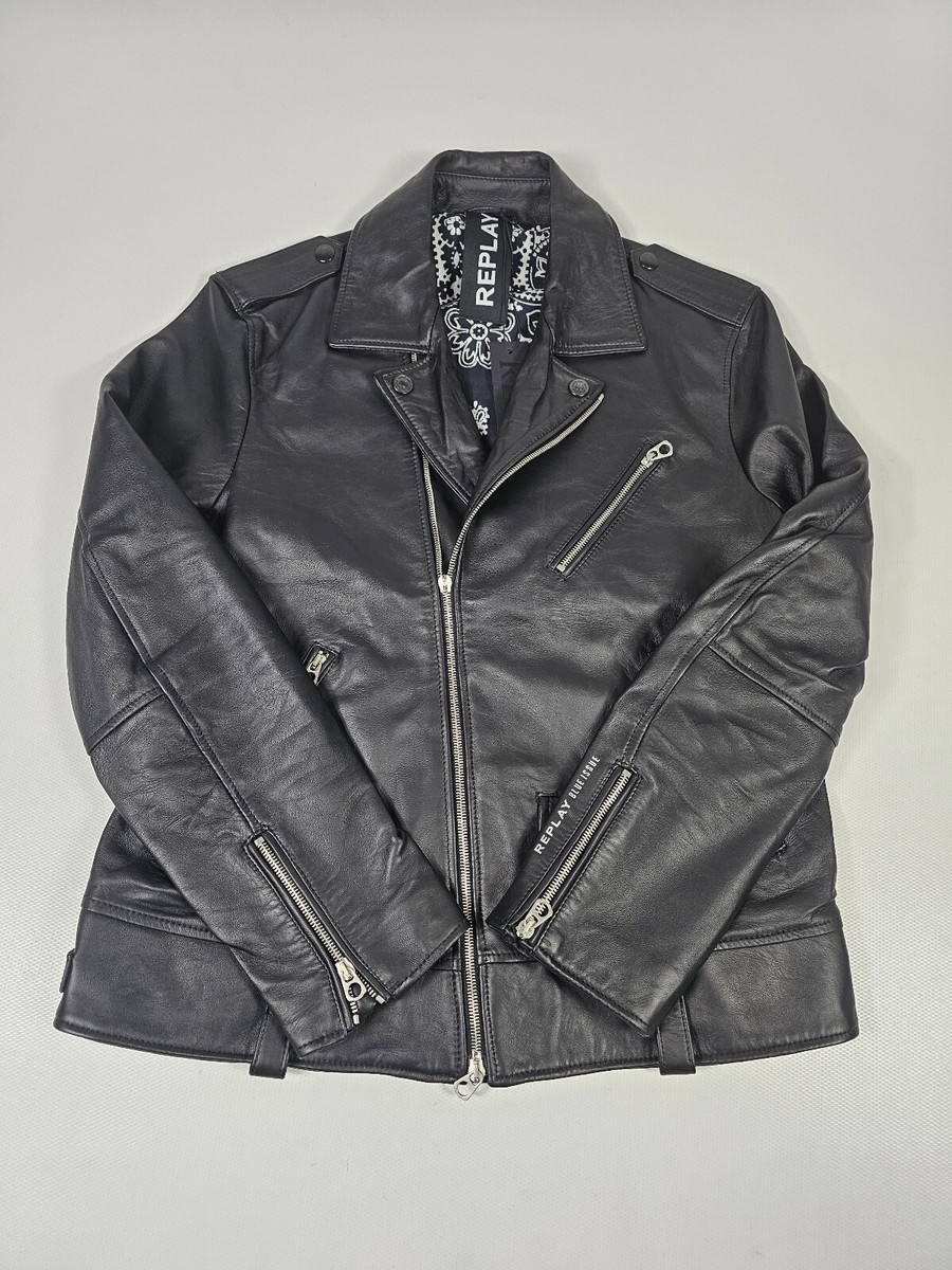 Replay Biker Leather Jacket Biker Jacket Replay Jacke Herren GrÃ¼n