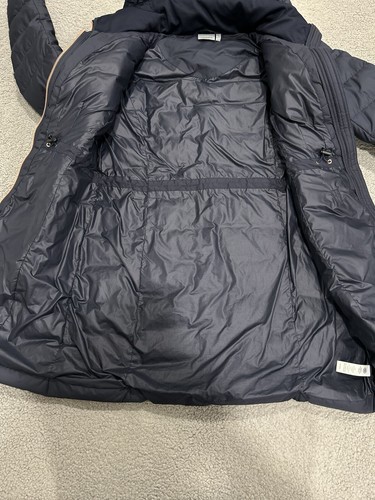Athleta Responsible Down-ieville Jacket Womens L Blue Goose Down Hooded Parka - Picture 5 of 13