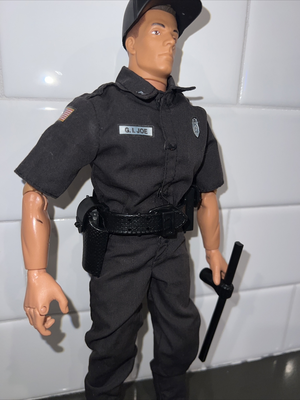 Vintage GI Joe Police Officer (Brown Hair) 12in Action Figure 16 Scale