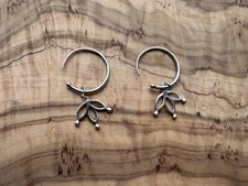 Boma Jewelry Sterling Silver Open Back Hoop Earrings With Flower Dangles