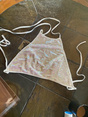 Pretty Little Thing Sequin Bling Halter Top Size 12 #D01FREE SHIP