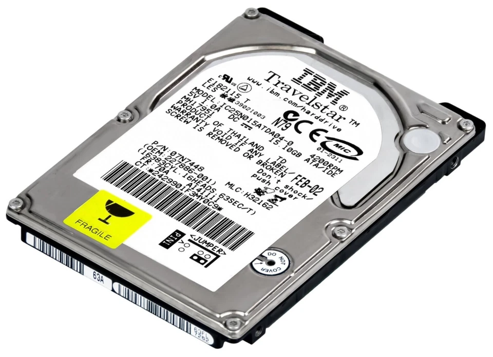 Ibm Travelstar 07n7448 Ic25n015atda04-0 15gb 4200rpm Ata Ide 512kb 2.5" Inch - Image 3 of 3