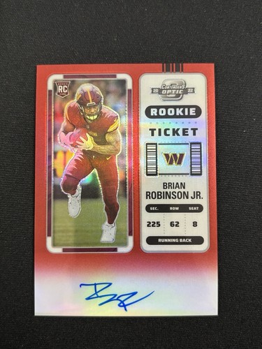 2022 Panini Contenders Optic Brian Robinson Jr Red Rookie Ticket Auto /149 #106