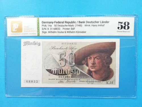 Deutschland Bank Deutscher Länder 50 Mark 1948 , zertifiziert 58 für Sammler