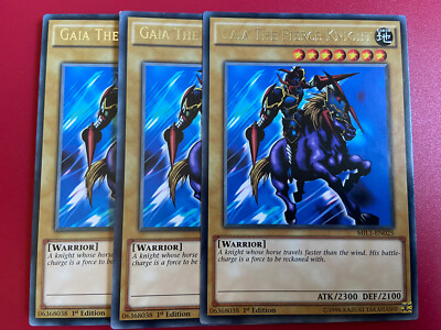 3x Gaia The Fierce Knight 1st edition YuGiOh MIL1-EN025 Pack Fresh