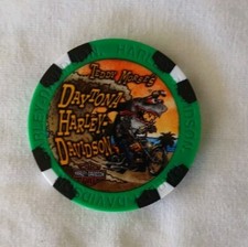 Harley Davidson Daytona Beach Dealer Poker Chip Teddy Mores Shark on Bike New