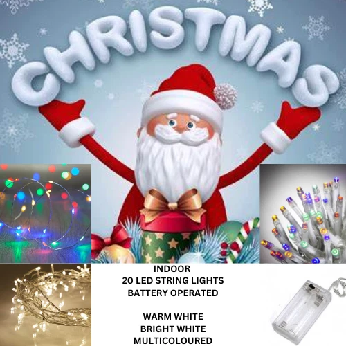 20 battery operated multi coloured led lights. String lights Christmas lights