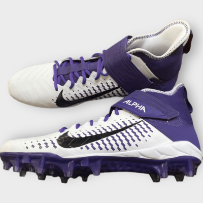 Nike Alpha Menace Pro 2 Mid White Purple Football Cleats  display picture 1