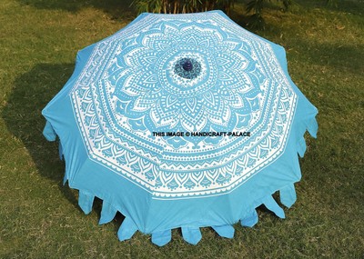 Indian Garden Parasol Ombre Mandala Boho Outdoor Sun Shade Cotton Patio Umbrella Ebay