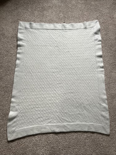 Light Blue Baby Blanket Lovey Security 32x42 Nursery Cashmere SOFT Cable Knit