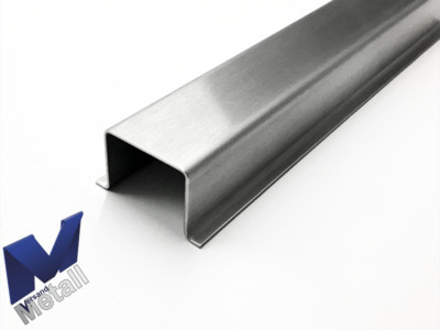 H-Profil Edelstahl axcxb INNEN 20mm (21,5x23x21,5mm) 1.4301 aussen Schliff K320.
