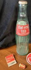 Rare Vintage Cola Items: DIET-RITE COLA Bottle, Matchbook and Pin Lot