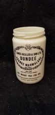 VINTAGE DUNDEE JAMES KEILLER & SON ORANGE MARMALADE JAR MILK GLASS 16OZ W/O LID
