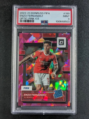 2022-23 Donruss ENZO FERNANDEZ 1/25 Rated Rookie Optic Pink Ice Prizm SP PSA 9