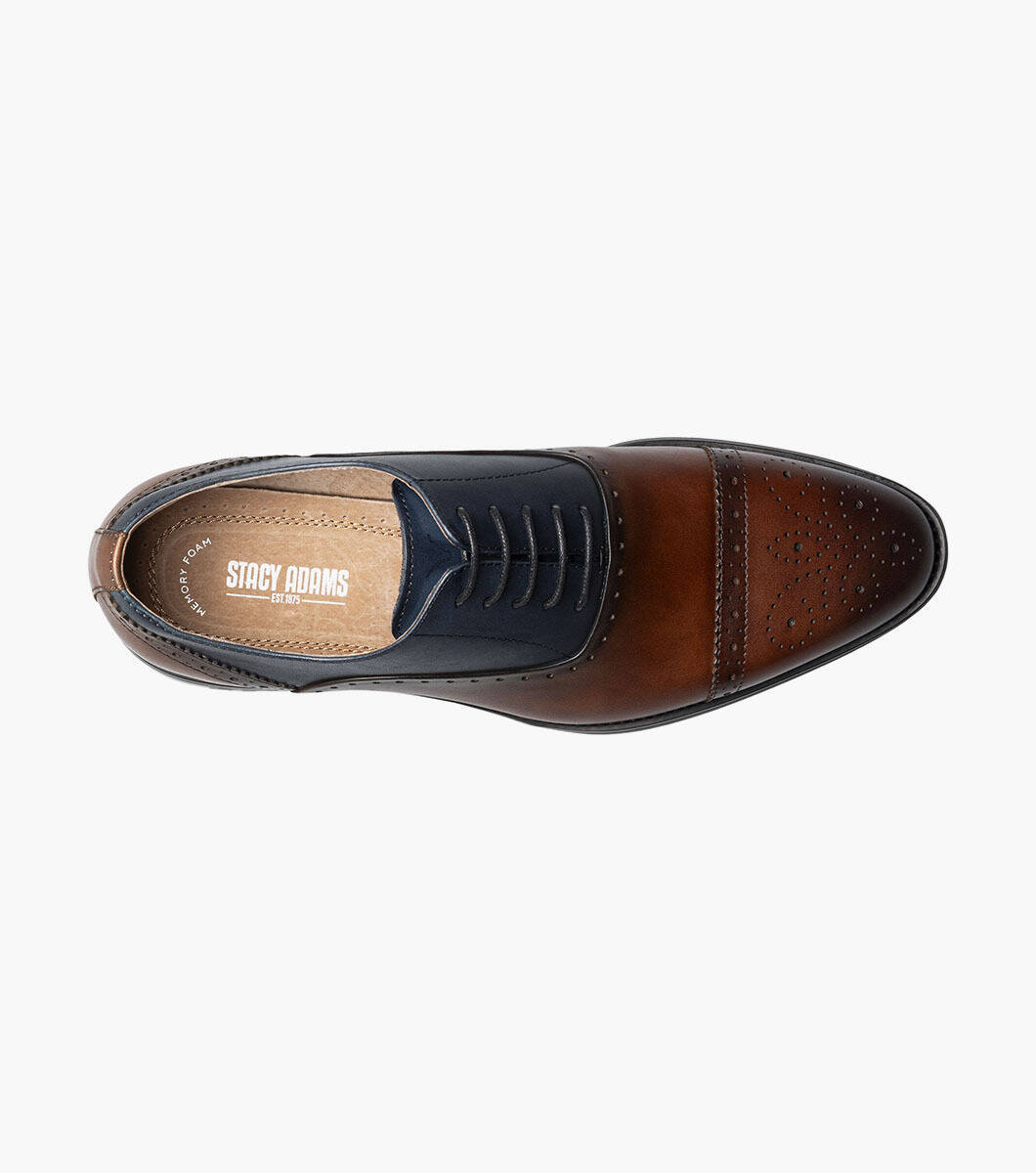 NIB Stacy Adams Reynolds Cap Toe Oxford in Brown/Navy | eBay display picture 1