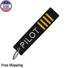 Airline Pilot Captain Four Stripes PIC Aircraft Keychain Travel Luggage Bag Tag