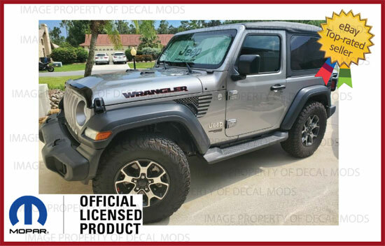 OEM Mopar Black With Red Outline Hood Decal For Jeep Wrangler JL Rubicon (Part #6BM451XFAB)