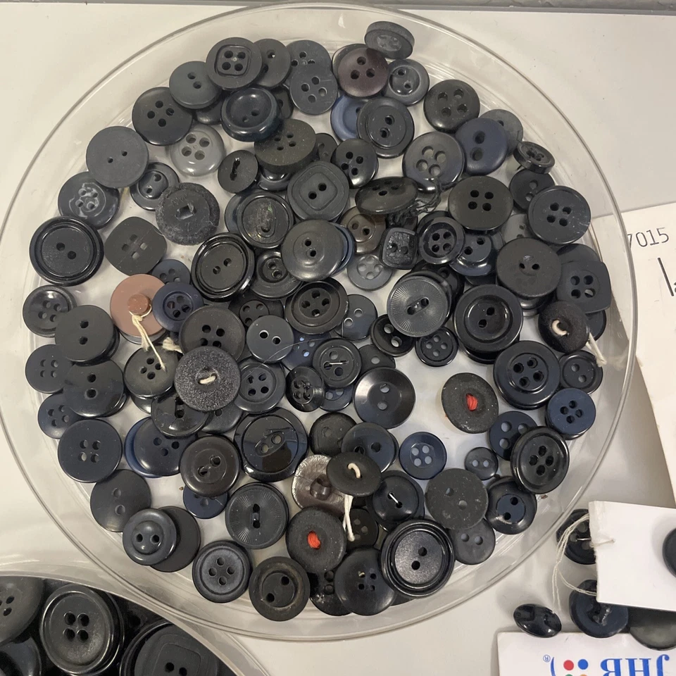 Vintage Buttons Black Plastic Assorted 4,2 Hole Shank - Image 2 of 4