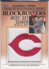 TOM SEAVER Jumbo JERSEY HAT LOGO PATCH Topps Baseball Card CINCINNATI REDS RARE!
