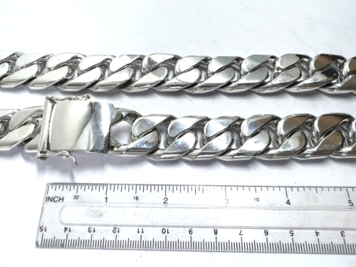 Big Taxco, Mexican 925 Sterling Silver Curb Chain Necklace. 690 grams, 28",71 cm - Imagen 15 de 18