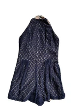 City Triangle Juniors Blue Lace Sleeveless Romper Size 5 Open Back - 3