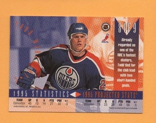 1995-96 Donruss ROOKIE TEAM insert # 8 Todd Marchant EDMONTON OILERS - Picture 2 of 3