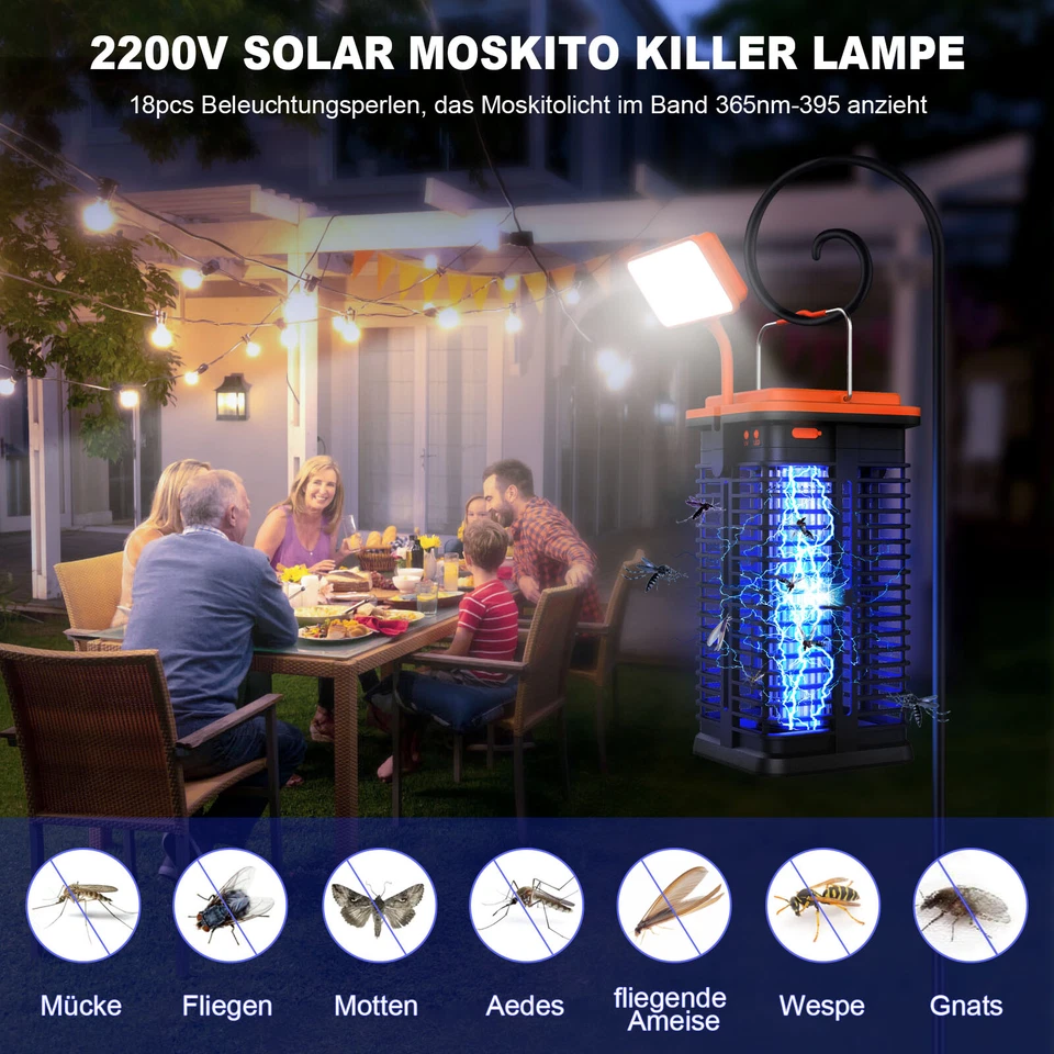 Solar LED Moskito-Killer Insektenvernichter Elektrisch USB Lampe Mückenfalle DHL - Bild 4 von 4