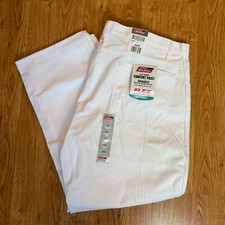 Dickies Mens 44X30 White Painters Pants Comfort Waist Flat Front Flex
