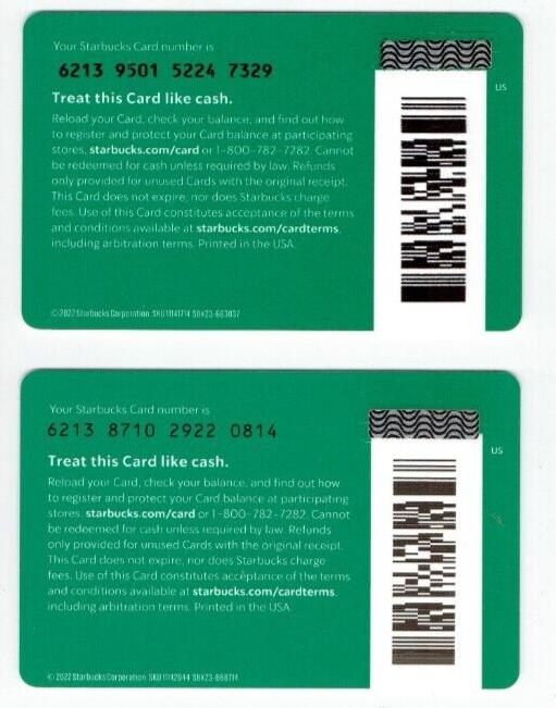 2022 STARBUCKS Gift Card - Happy Valentine&rsquo;s Day &amp; WOOHOO - LOT of 