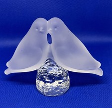Sweden Vintage Kristall REIJMYRE Glass LOVE BIRDS Doves Figurine Paperweight
