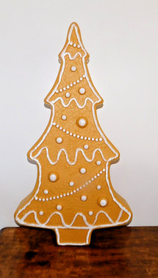 New Don Featherstone  Christmas Gingerbread BlowMold Tree White Icing Lights Up