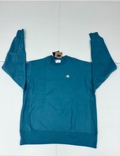 Champion Reverse Weave Sweatshirt Mens Medium Teal Fleece Lined Crew Neck Casual