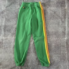 Kid's Aviator Nation 5 Stripe Bright Green Casual Jogger Sweatpants Sweats Sz 8