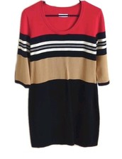 Calvin Klein striped dress mid-length sleeves red, white, black Women's Large 