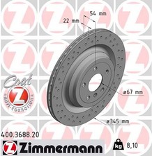 2x ZIMMERMANN Bremsscheibe COAT Z 400.3688.20 f&uuml;r MERCEDES GLE KLASSE X166 GL