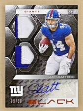 2025 Panini Black Cam Skattebo RC dual 2 color patch auto /50 New York Giants