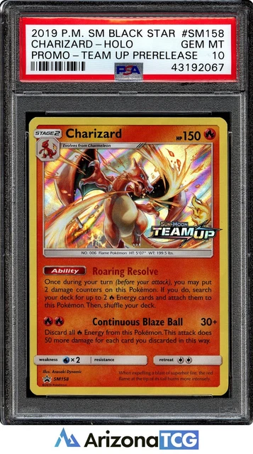 Pokemon 2019 Charizard SM158 Holo Promo Team Up Prerelease GEM MINT PSA 10