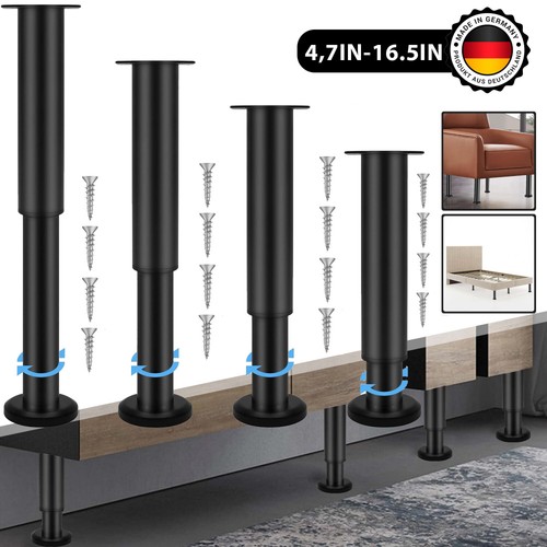 4x Verstellbares Metallbein Für Tischbettrahmen feste Stützfüße Schrank 12~42cm