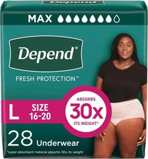 Depend Fresh Protection Women's Max Underwear -Large 28 Ct