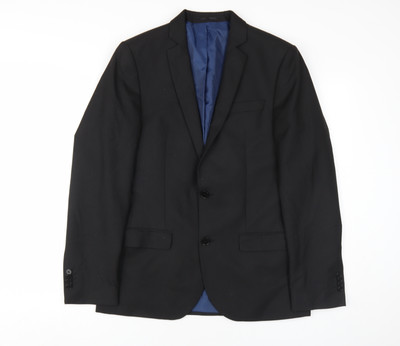 River Island Herren Blazer Schwarz Regular Fit Größe 38R